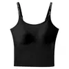 Sujetador de copa fija sin presión, que no se siente, sujetador tipo tank top amortiguador para deportes de intensidad media-alta, ropa interior de soporte suave, transpirable, de alta elasticidad