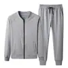 Traje deportivo de moda de primavera para hombre, sudadera con capucha y pantalones deportivos, conjunto de dos piezas para correr y uso casual, gris
