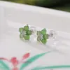 Yilu Plata Jade Natural Hetian Plata de Ley S925 Cuentas Flor Doradas Jade Pendientes de Lujo Ligero Fábrica al por Mayor