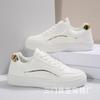 Zapatos blancos para mujer, primavera y otoño 2024, nuevos zapatos de estilo romano, planos, con cordones, informales, para estudiantes, de comercio exterior, tallas grandes