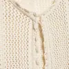 Ropa de Mujer 2026 Primavera y Otoño Nueva Moda Estilo Europeo y Americano Manga Larga Cuello Redondo Casual Suéter de Punto Hueco Color Sólido Chaqueta Top