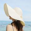 Sombrero de playa Sanya con sombrilla de alero grande de verano para mujer, sombrero de paja con lazo, protector solar, sombrero de sol plegable para playa de verano
