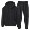 Conjunto esportivo e de lazer de duas peças com forro de fleece, espesso, quente, de algodão, para homens de meia-idade e idosos, estilo pai, moda jovem, combina com tudo
