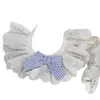 Gola falsa de renda com laço estilo coreano para pet, babador de renda, acessório xadrez para cachorro, babador para gato, cachecol para buldogue francês