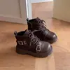 Botas Martin Estilo Británico para Niños Invierno Nuevas Cálidas de Algodón con Felpa Botas Cortas para Niñas Suela Suave Antideslizante Botas de Piel Elegantes