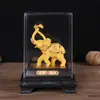Terciopelo Dorado Arena Elefante Dorado Auspicioso Adorno Oficina Creativo Escritorio Venta al por Mayor Artesanía de Metal Regalo Caja de Regalo Personalizada