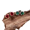 Pendientes de Tachuela Vintage de Lujo Ligero con Piedras Preciosas de Colores para Mujer con Corindón Rojo de un Quilate Nano Verde Moda Europea y Americana Versátiles Pendientes al por Mayor