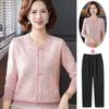 Conjunto de Primavera para Mamá, Elegante Suéter Estilo Chino, Nuevo Top de Punto Jacquard para Mujeres de Mediana Edad y Mayores, Conjunto de Moda Otoño e Invierno