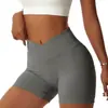 Shorts de Deporte de Cintura Alta sin Costuras Transfronterizos, Levantamiento de Glúteos, Estilo Melocotón, Leggings Deportivos para Exteriores, Shorts de Yoga Cruzados en la Cintura para Mujer