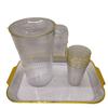 Conjunto de cinco peças de garrafa de água fria 1 jarra 4 copos alto valor de cor conjunto de garrafa de água vidro grão vertical conjunto de presente