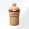 Vaso de Vidrio de Alta Apariencia para Niñas, Lindo Vaso con Popote 3D, Gran Capacidad, Botella de Agua Portátil Cruzada para Niños y Estudiantes