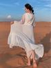 Vestido rojo de estilo étnico para turismo de Yunnan y Xinjiang, vestido de playa del lago Qinghai, vestido rojo exótico del desierto, foto de vestido largo