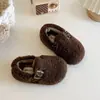Zapatos de Algodón para Niños, Zapatos de Piel de Bebé Cálidos de Invierno con Felpa Adicional, Más Vendidos Transfronterizos para Niñas, Zapatos Suaves de Suela Gruesa