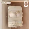 Bolsa de almacenamiento para ropa interior, organizador de malla colgante para armarios de dormitorios, para guardar calcetines y ropa interior, una bolsa de almacenamiento colgante tres en uno