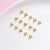 Pieza Decorativa de Estrella Pequeña Incrustada con Circonita de Oro Real Chapado en Cobre Accesorio de Broche Barroco Autodiseñado Hecho a Mano para Joyería