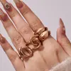 Misterio y Elegancia: Set de Anillos de Acero Inoxidable de Alta Gama en Oro Rosa con Diseño Geométrico Único para Mujeres - Joyería al por Mayor