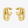 Aretes de latón chapado en oro de 18 quilates de alta textura diseño nicho tubo doble forma de C curvada aretes de moda personalizados E241588