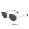Nuevas Gafas de Sol Poligonales Sin Marco Transfronterizas para Hombres, Gafas de Estilo Europeo y Americano, Gafas de Sol con Sombrilla Anti-UV para Conducir para Mujeres
