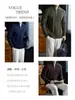 Suéter de punto acanalado, cálido y suave, amigable con la piel, con media cremallera y cuello alto, casual para hombre, corte holgado, hombros caídos, cálido, jersey de punto para otoño e invierno