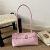 Moda para o dia a dia cor sólida feminina 2026 fivela de cinto em couro PU elegante casual grande capacidade requintada bolsa baguette sob o braço de ombro