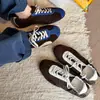 Zapatillas Casuales para Mujer Estilo Mamá Uva con Aumento Oculto de Altura de 6 cm, Hechas de Piel de Vaca de Primera Capa, Bloqueo de Color, Con Cordones, Zapatillas Estilo Ballet