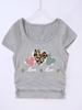 Camiseta de niña con patrón popular transfronterizo que se puede hacer DIY 4-14 años de edad con estampado de dibujos animados para niñas deportiva y de ocio tops de color puro