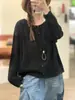 Otoño 2026 Nuevo Transfronterizo Hilo de Algodón Vintage Holgado Tejido de Punto de Cable Pequeño Cuello Redondo Versátil Casual Top Prendas de Punto Cárdigan