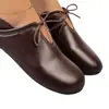 Sapatos Femininos Outono 2026 Retrô Couro Macio Bico Redondo Salto Usável de Duas Formas Decote Baixo Cadarço Solado Macio Cabedal Macio Confortáveis Moda