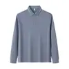 Camisa polo de lana de oveja y seda 40S 240G7A antibacteriana de manga larga con cuello, personalizable con logo impreso o bordado, estilo unisex