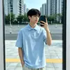Camisa polo de marca moderna con diseño personalizado, manga corta, algodón puro, verano 2026 estilo americano, corte holgado, top casual versátil para hombre