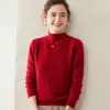 Suéter de Cachemira Grueso de Doble Hilo para Otoño e Invierno, Cuello Alto Medio, Moda Suelto, Cálido, Talla Grande, Camiseta de Punto Versátil para Usar Debajo