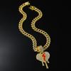 Collar con colgante de corazón de diamantes de estilo hip hop exagerado europeo y americano para hombre, joyería con personalidad, estilo punk hip hop.