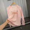 Camiseta masculina de verão nova, manga longa raglan, color block casual, gola redonda, estampa de linha inglesa, corte solto, versátil