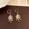 Brincos Novos Estilo 2026 com Franjas para Mulheres, Brincos Estilo Coreano com Pedra Olho de Gato, Lágrimas de Anjo, Brincos Longos de Prata Versáteis