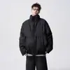 Marca de Tendencia Americana Chaqueta de Cuero y Algodón con Cuello Alto para Hombre Invierno High Street Cleanfit Chaqueta Corta de Algodón Versátil Holgada Chaqueta de Pan
