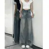 Jeans Retrô de Cintura Alta Largo Estilo Americano Feminino Outono Novo Solto Versátil Sem Barra Micro-calça