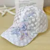 Gorra Fina de Encaje de Verano Bordada con Flor para Mujer, Malla Transpirable, Gorra de Béisbol Estilo Coreano, Gorra de Sol de Moda