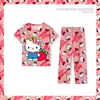 2026 Desenho Animado Gola Redonda Meninas Fofas Adolescentes Meninos Roupas de Casa Manga Curta Calça Longa Novas Pijamas de Verão Atacado
