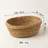 Cesta de Paja Hecha a Mano Cesta de Almacenamiento Organizador de Escritorio de Cocina Cesta de Almacenamiento para Snacks y Artículos Varios del Hogar Cesta para Frutas