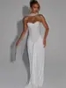 Vestido Sexy de Renda com Cadarço, Lantejoulas e Pedrarias, Estilo Novo Europeu e Americano 2025, Lenço Elegante, Corpete Tomara que Caia, Vestido Bodycon
