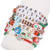 Tableta de cerámica blanda en caja de 4 cuadrículas con cuentas del alfabeto, traje navideño hecho a mano, pulsera de cuentas festiva casera, bolsa de material de joyería