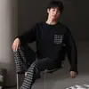 Pijama para adolescentes, conjunto casual de manga larga con dibujos animados para hombre, primavera y otoño, ropa para dormitorio de estudiante de secundaria, ropa de estar para otoño e invierno, conjunto de dos piezas