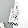 Bonita funda deslizante para tarjeta de comida con diseño de panda de dibujos animados para estudiantes, para autobús, IC, metro, tarjeta de identificación, funda protectora con cordón, venta al por mayor en stock