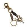 Fábrica punk directa llavero de cuero de vaca vintage para hombre aleación boca escorpión decoración colgante colgante para mochila de niña