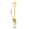 Juego de tenedor y cuchara con forma de corazón de acero inoxidable transfronterizo cuchara de café cuchara mezcladora de postre tenedor de frutas tenedor para niños cuchara de regalo