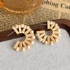 Pendientes de Paja Hechos a Mano Estilo Resort, Pendientes de Ratán con Ambiente de Playa Marina, Accesorios para Orejas Estilo Bohemio de Nicho