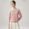 Cardigã de malha 100% cashmere feminino para outono e inverno, suéter de botões com gola redonda, blusa de manga longa, novo estilo moderno