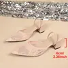 Sandalias de tacón alto de malla bordada estilo francés para mujer talla grande, nueva colección primavera 2026, transpirables y con diseño de punta cerrada y talón abierto