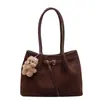 Bolsa Tote Grande Capacidade Retrô Feminina Outono/Inverno 2026 Nova Elegante Chique para Trabalho e Deslocamento Bolsinha de Ombro Texturizada
