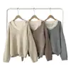 Conjunto de dos piezas de estilo perezoso minimalista ins coreano para otoño: chaleco de punto de capa interior en capas + suéter suelto de manga larga suave y pegajoso